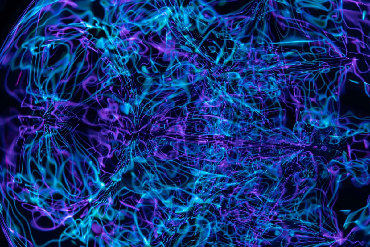 A glowing network of nerve cells passing signals